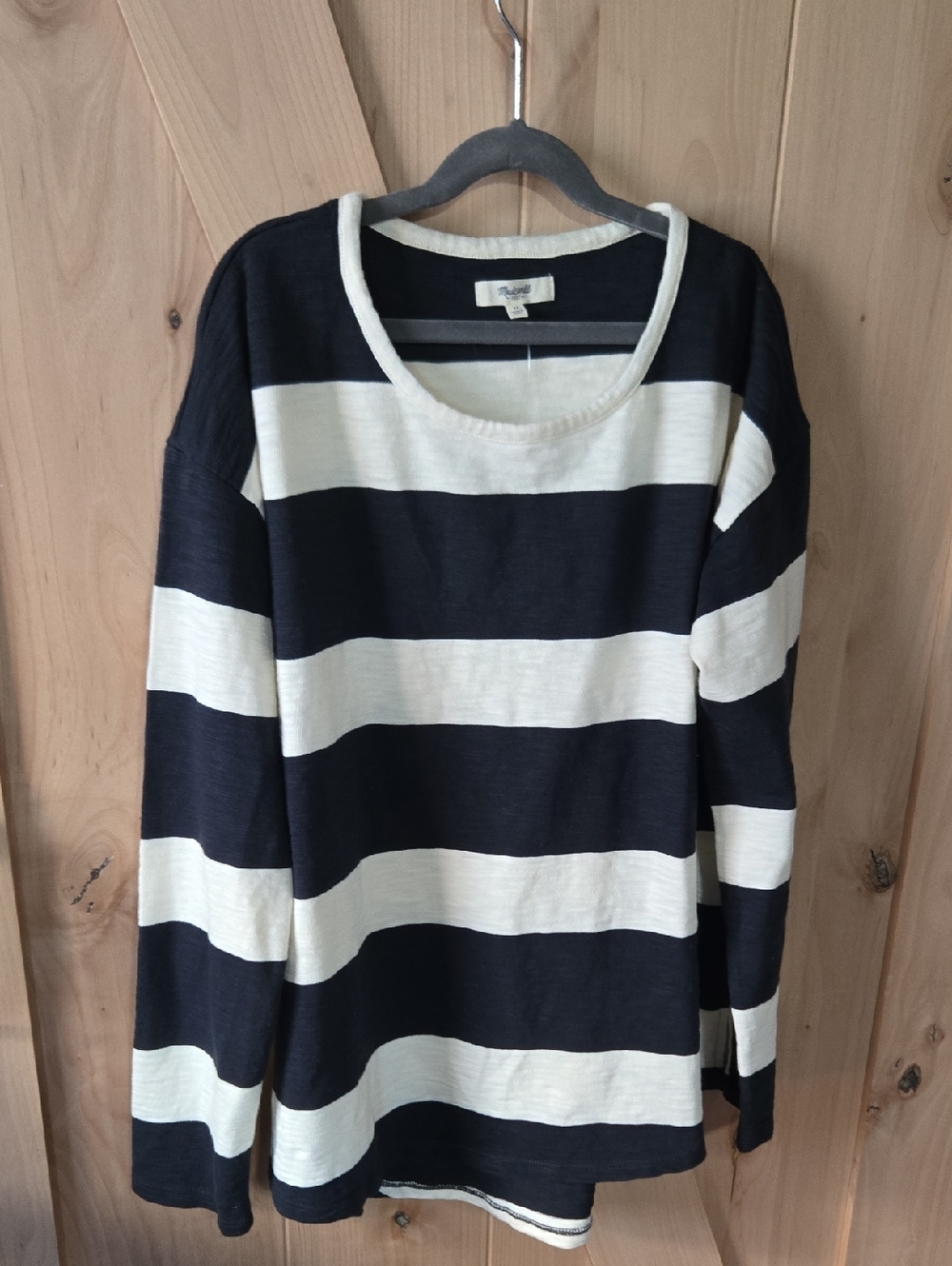 Madewell Black and White Striped Knit Top